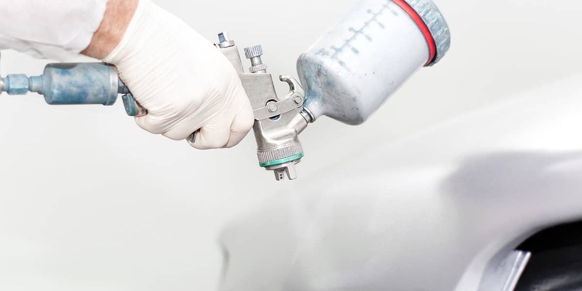 close up of spray painting gun